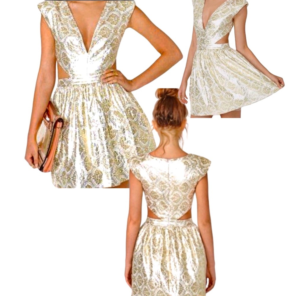 MUSTARD SEED GOLD FOIL CUTOUT DRESS!